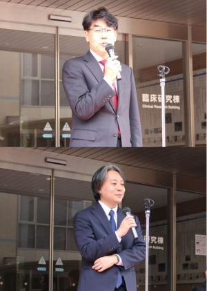 인사하는 도요한게임 슬롯 머신 부이사(사진상), 다카타 소장(사진 아래)